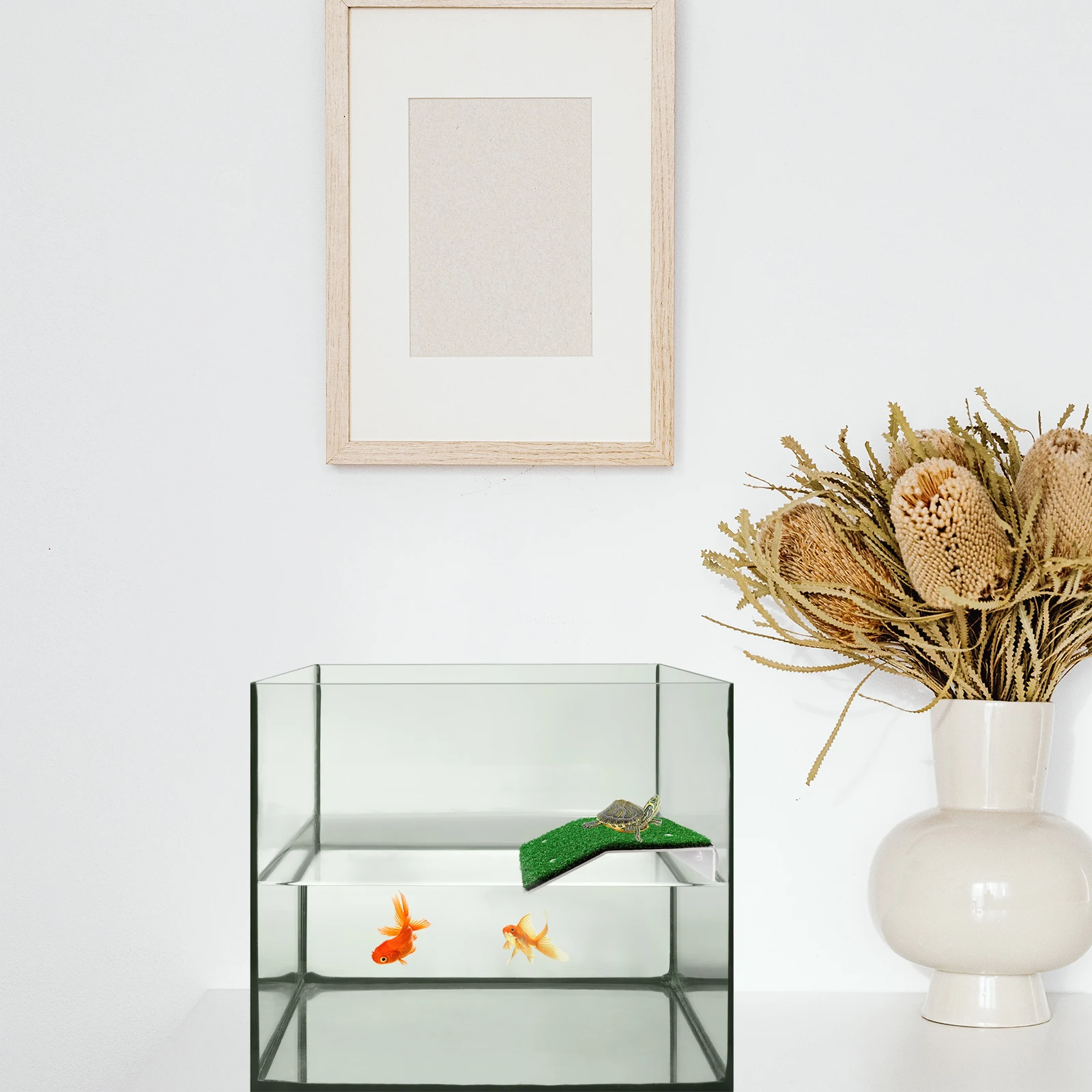 

2Pcs Turtle Basking Platform Simulation Lawn Reptile Climbing Terrace Acrylic Suction Cup Tortoise Resting Ramp