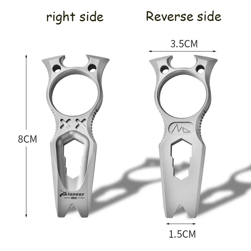 Imagem -06 - Liga de Titânio Multifuncional Crowbar Chave Hexagonal Edc Abridor de Garrafas Acampamento ao ar Livre Janela Quebrada Mão Ferramenta 80 mm Tc4