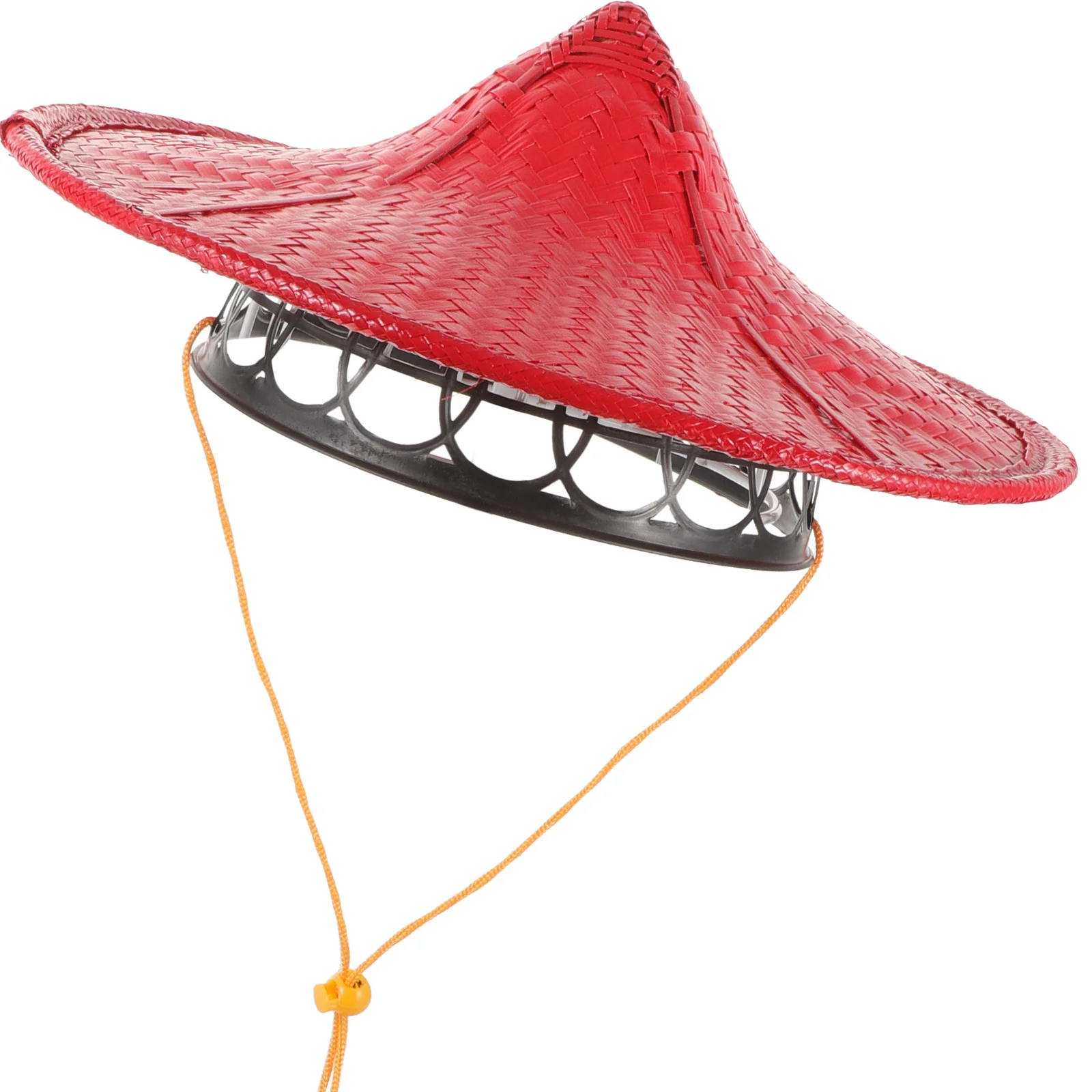 قبعة نينجا يابانية مخروطية الشكل من الخيزران لأداء مرحلة الحفلات والحماية من الشمس قبعة آسيوية مزخرفة خفيفة الوزن وقابلة للتعديل