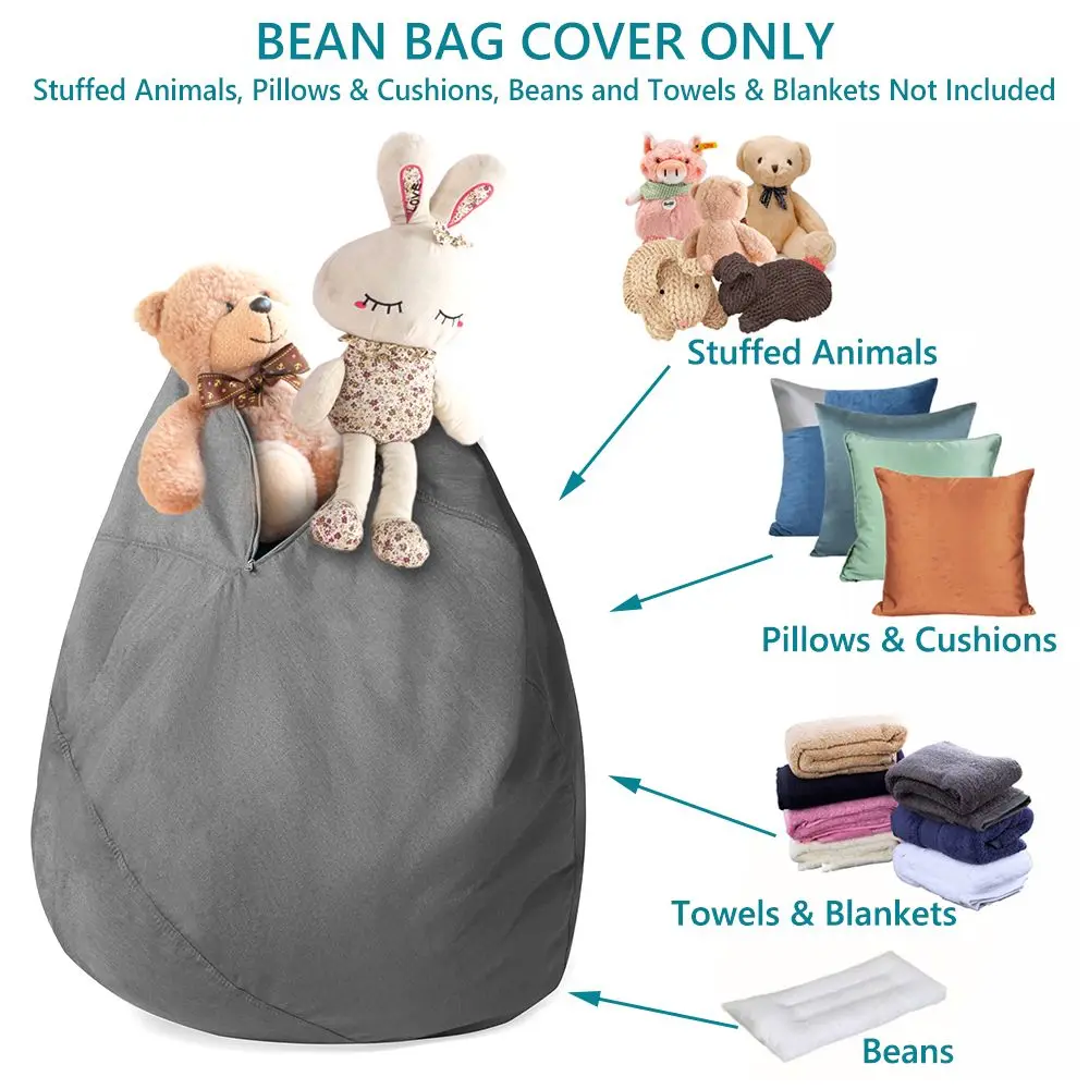 Classic Bean Bag Chair Sofa Cover Lazy Lounger Bean Bag Storage Chair Cover for Adults and Kids without Filling