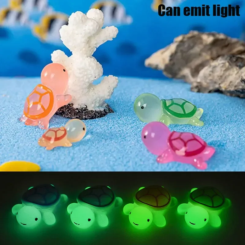 Mini Luminous Little Turtle Fairy Miniature Landscape Jewelry Luminous Miniature Bonsai Decorative Resin Crafts Toys Pendant