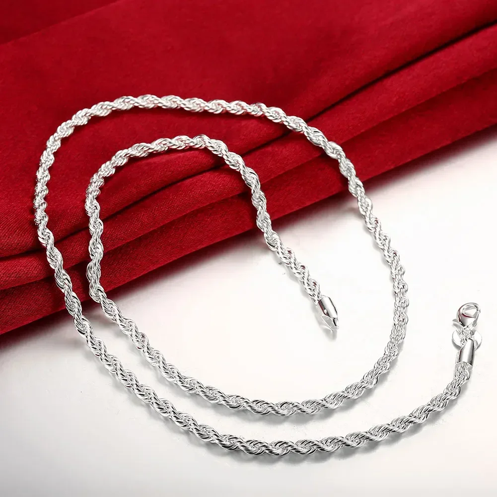 

Hot Classic 925 Sterling Silver Necklaces Jewelry 16-24 Inches Exquisite 4MM Rope Chain Fashion Men's Necklace Christmas Gifts