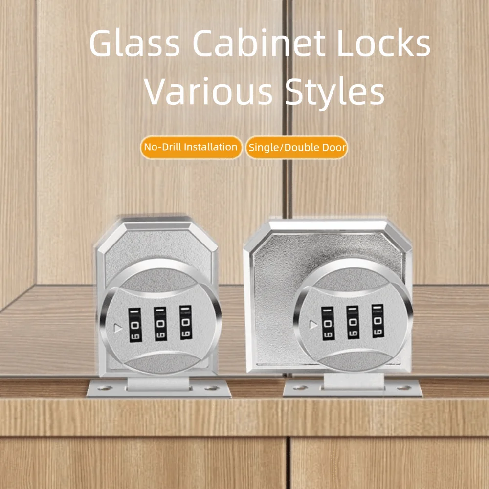 سبائك الزنك مزيج قفل بكلمة مرور PunchFree تصاعد فتح مزدوج قفل الباب الزجاجي قفل مسنن فتح واحد #4