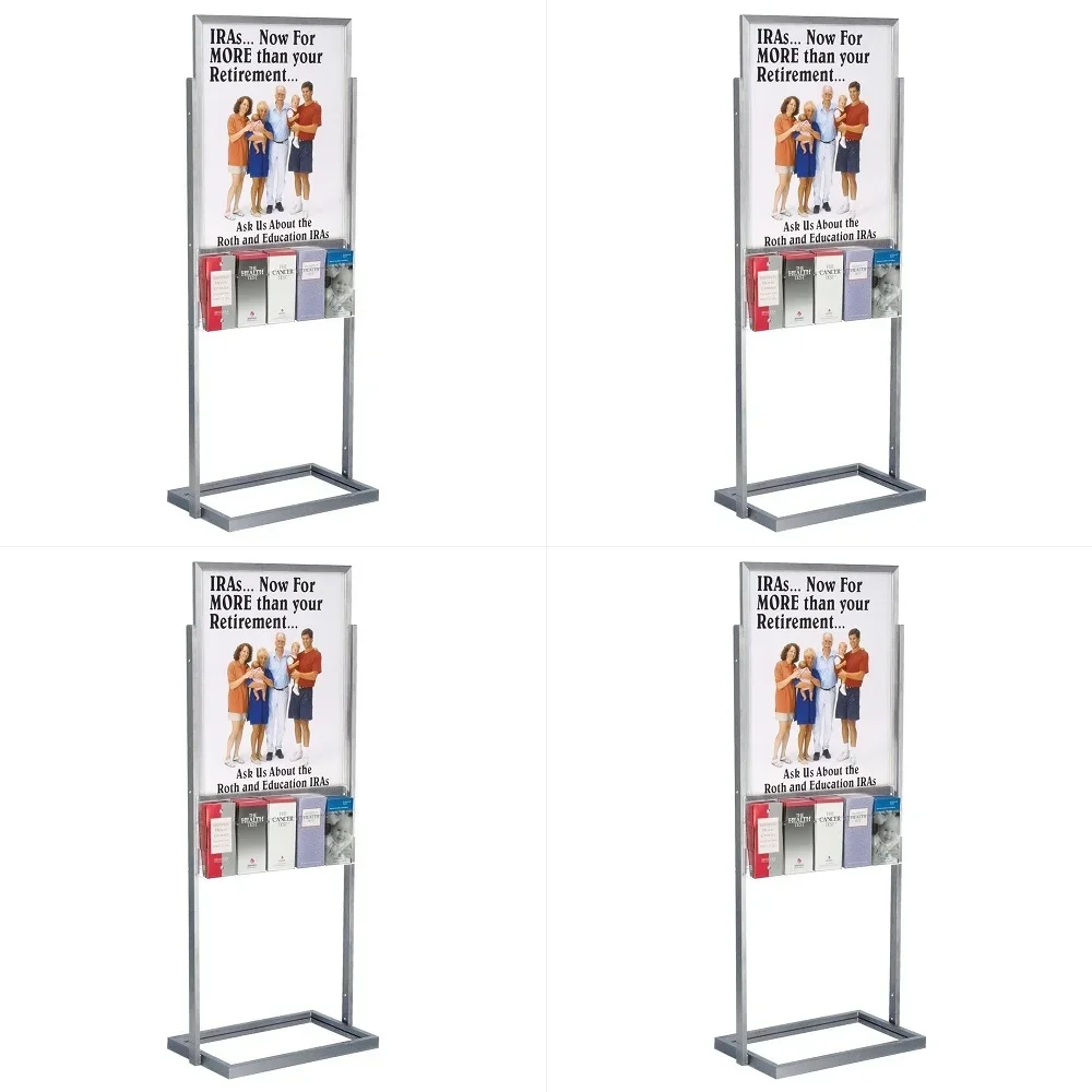 

22 x 28 Poster Holder Floor Stand with 5Pocket Brochure Holder Attachment, Removable Dividers Accommodate DifferentSized Litera