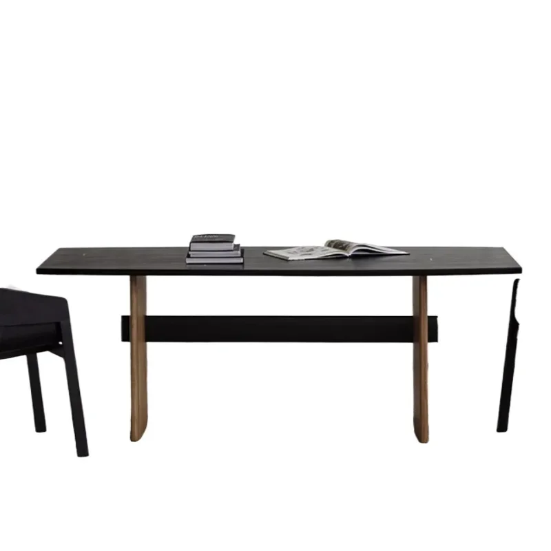 

Nordic imported oak light wabi-sabi brass tenon desk, large dining table for four or six people