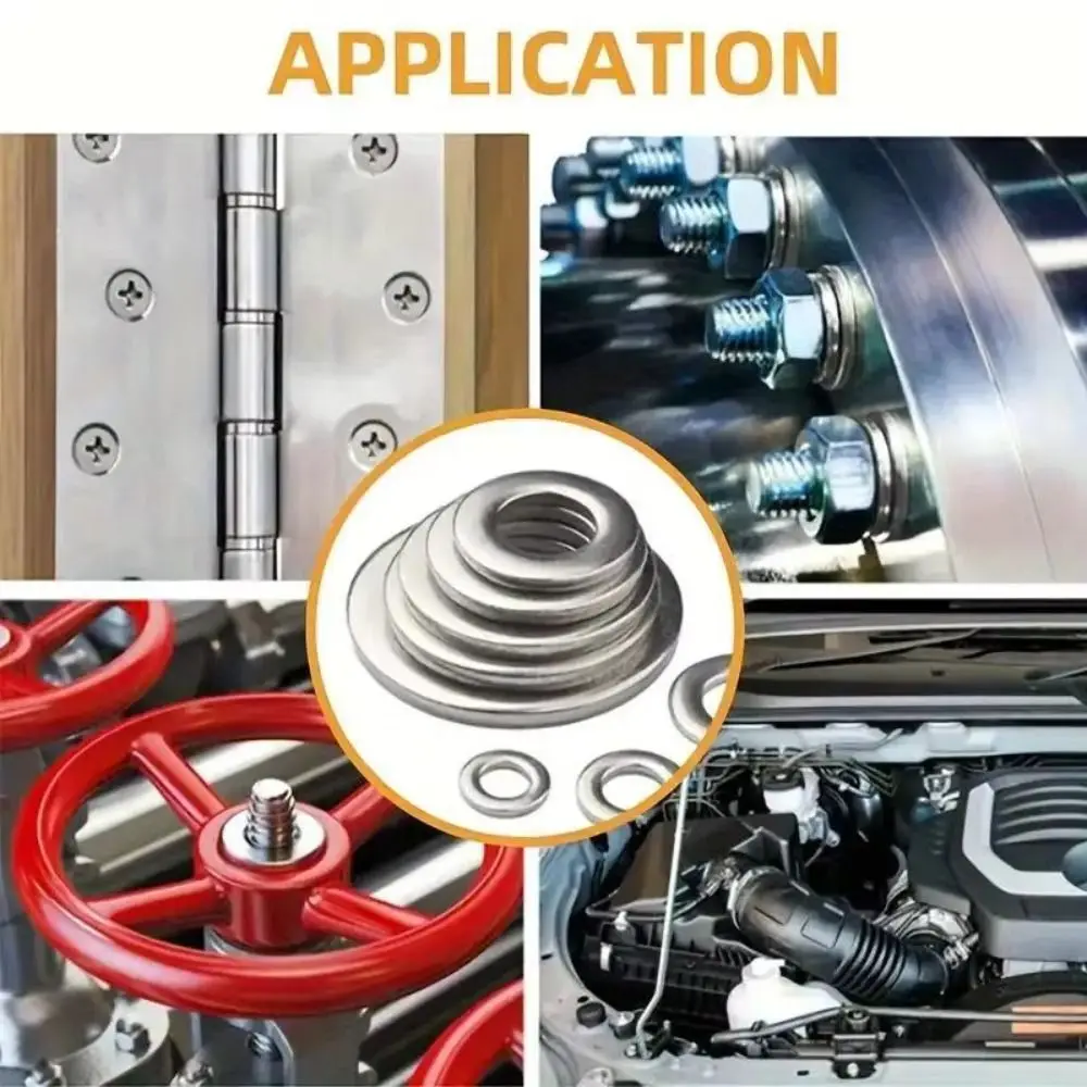 304 الفولاذ المقاوم للصدأ الفولاذ المقاوم للصدأ غسالات مسطحة 580 قطعة مجموعة مادة الألومنيوم غسالات مجموعة متنوعة 9 تشكيلة الحجم #1