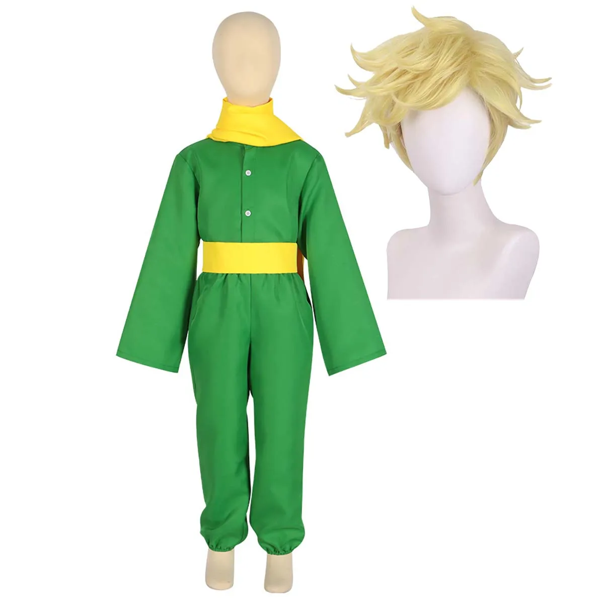 

Adult Kid Carnival Birthday Gift Prince Green Costume Or Short Blonde Wig