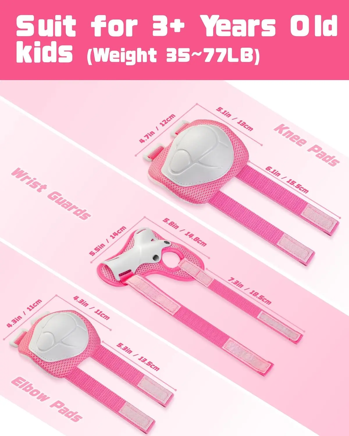 Kids Protective Gear Set Knee Elbow Pads with Wrist Guards for Toddlers Ages 3-8 for Skating Cycling Bike Roller Scooter