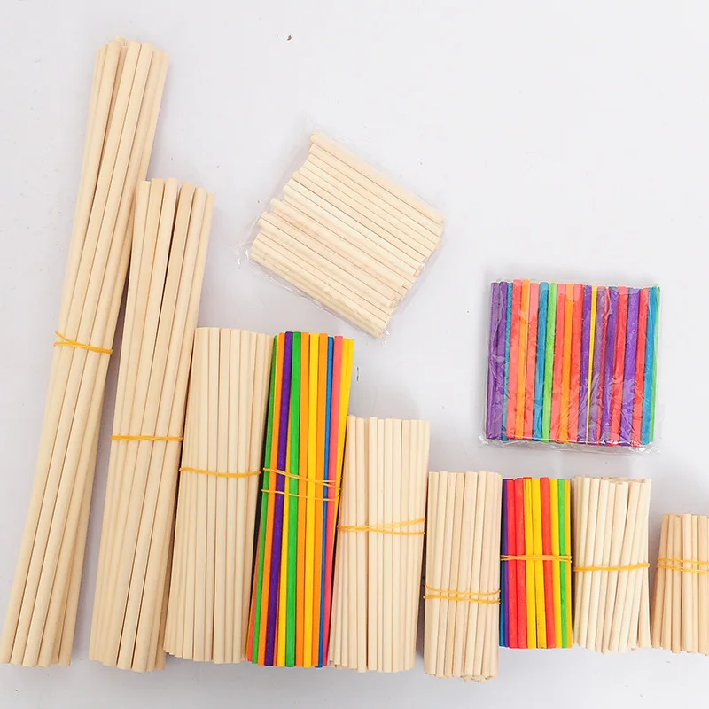 3-5mm Round Wooden Stick For Craft Food Ice Lollies And Model Making Cake Dowel Kids DIY Building Model Tools 10/15/20/30cm