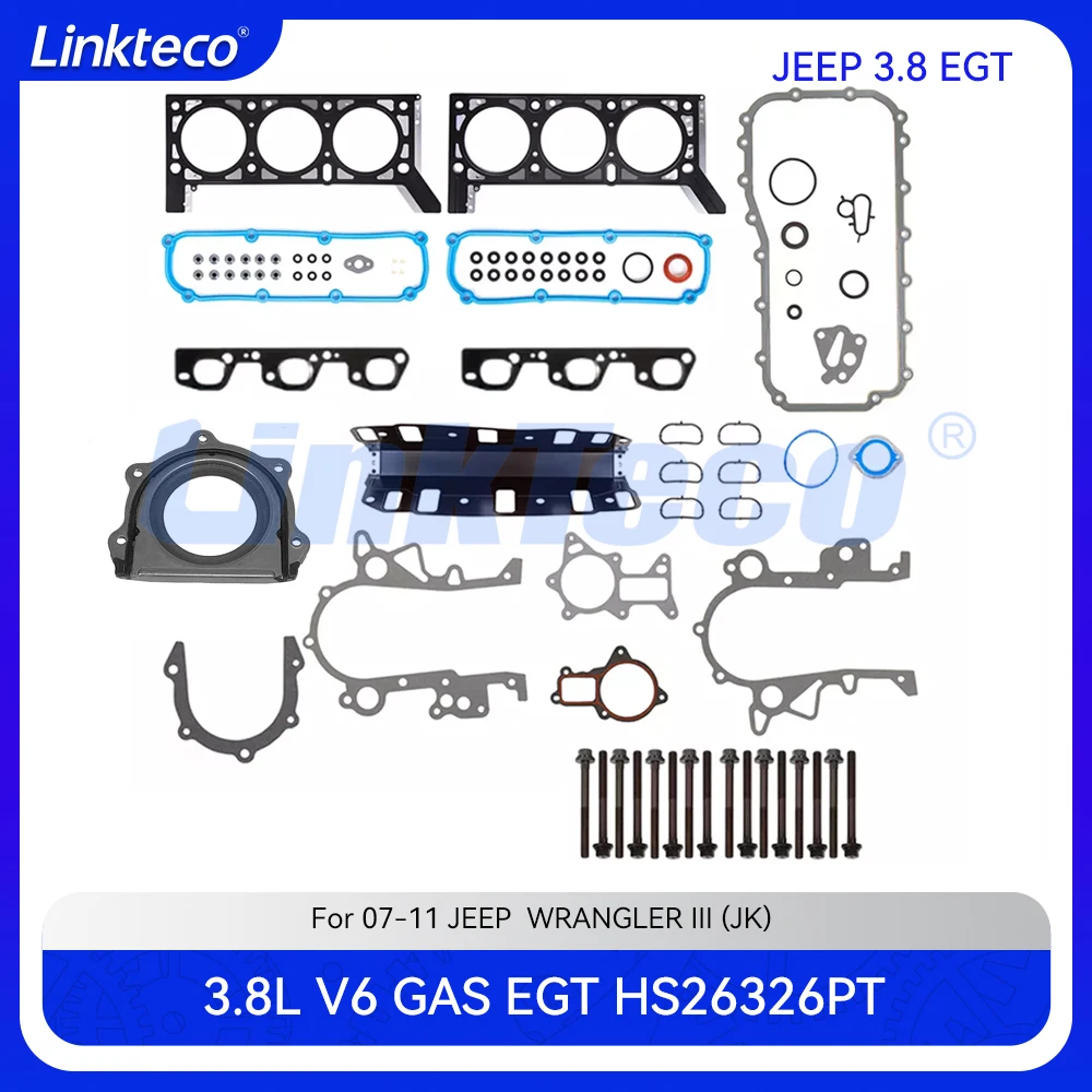 Engine Part Cylinder Head Full Gasket Set Rear oil seal Fit 3.8 T L V6 OHV GAS EGT For 07-11 JEEP WRANGLER III JK 3.8L HS26326PT