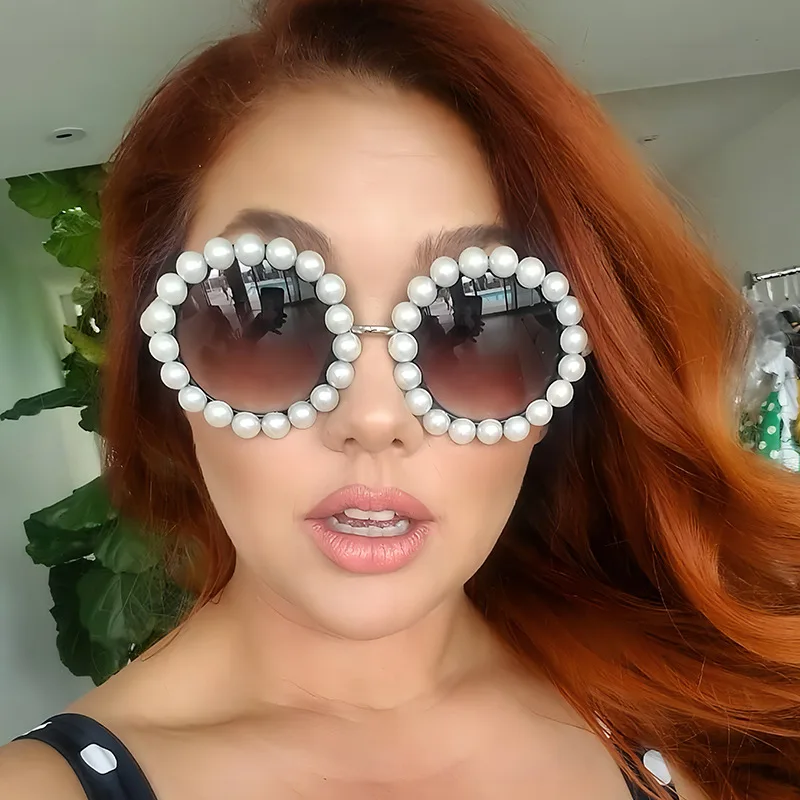 Luxury Pearl Sunglasses 2025 New Fashion Metal Frame Round Sun glasses Brand Designer Sunglasses