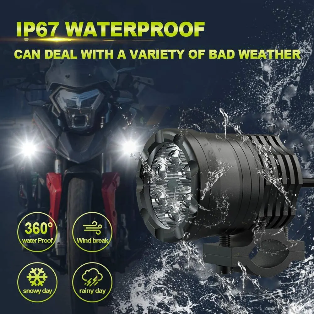 ANMINGPU Motorcycle LED Headlight Fog Light Spotlight 12V LED Auxiliary Faro LED Moto Lamp Accessories Universal Additional