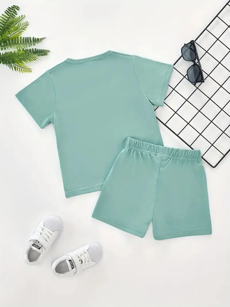 Summer children\'s boys clothes color matching T-shirts and shorts 2-piece set baby girls short-sleeved tops and bottoms