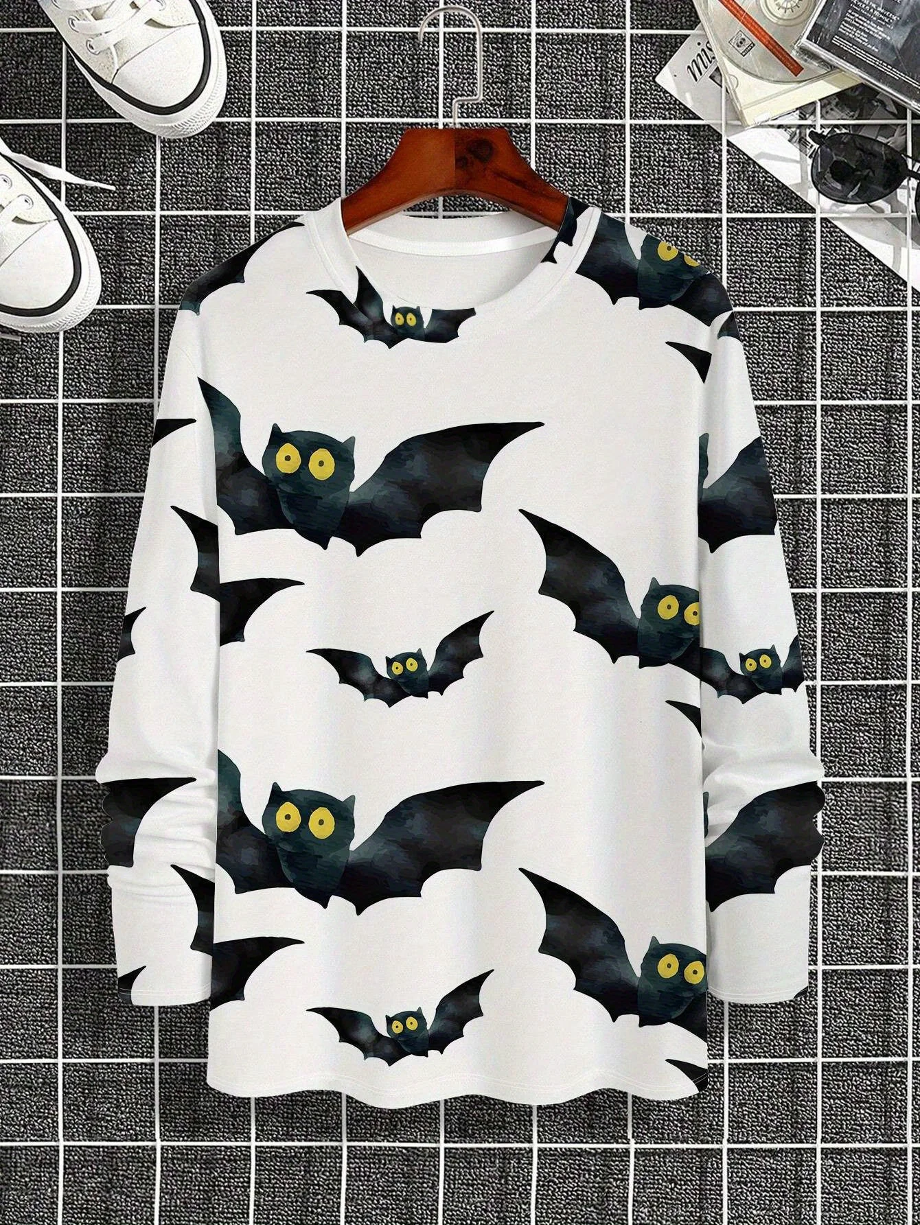 

Мужская футболка Moonlight Swarm с 3D принтом летучей мыши, белая, черная, с круглым вырезом, готическая многослойная машина для стирки ​