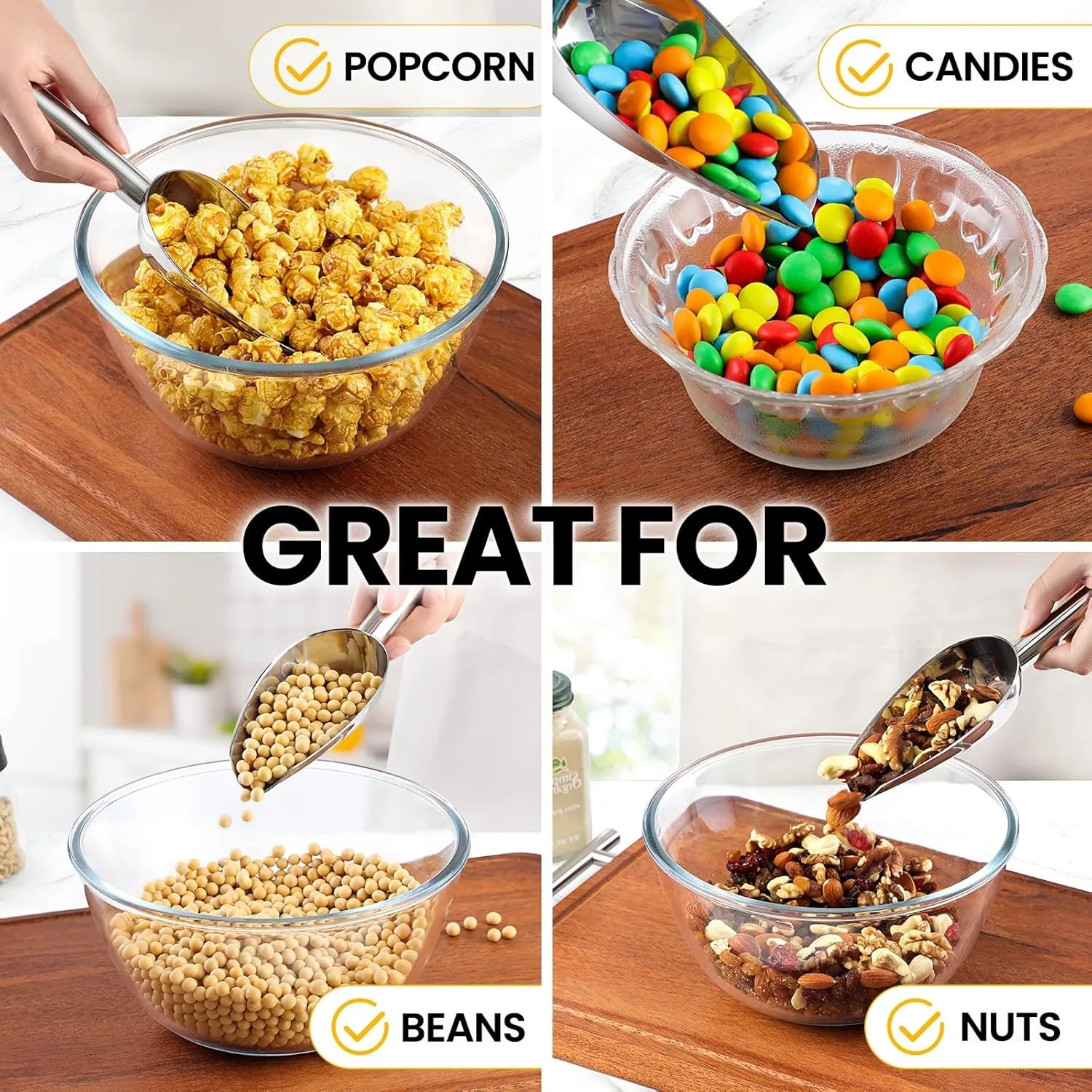 Stainless Steel Ice Scoop, Rice Flour Spoon, Food Scoop, Supermarket Thick Milk Tea Shop Special Ice Scoop