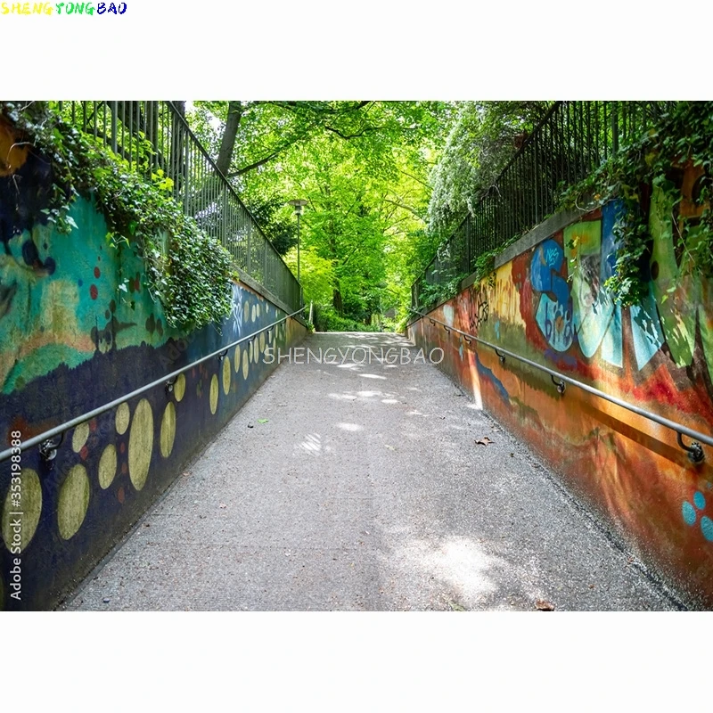 SHENGYONGBAO Graffiti Photography Backdrops Props Studio Props Vintage Brick Wall Street Photo Studio Background STO-01