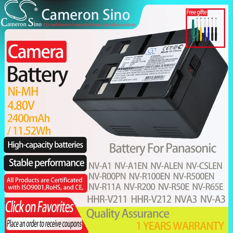 CameronSino Battery for Panasonic NV-A1 NV-A1EN NV-ALEN NV-CSLEN NV-R00PN NV-R500EN fits Panasonic HHR-V211 NV-A3 camera battery