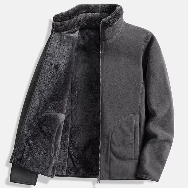 Reversible Jacket Women Winter Coats Tops Unisex Fluffy Fleece Sweatshirts Outerwear Hip Hop Cardigans Sweatshirts Men Clothing