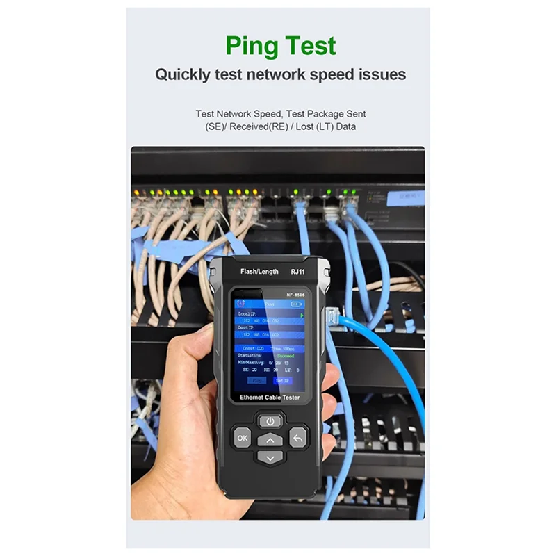 A60F-NF-8506 Network Cable Tester Supports Test/IP Scan/Network Port Speed Multifunction Cable Tracker Finding Tool