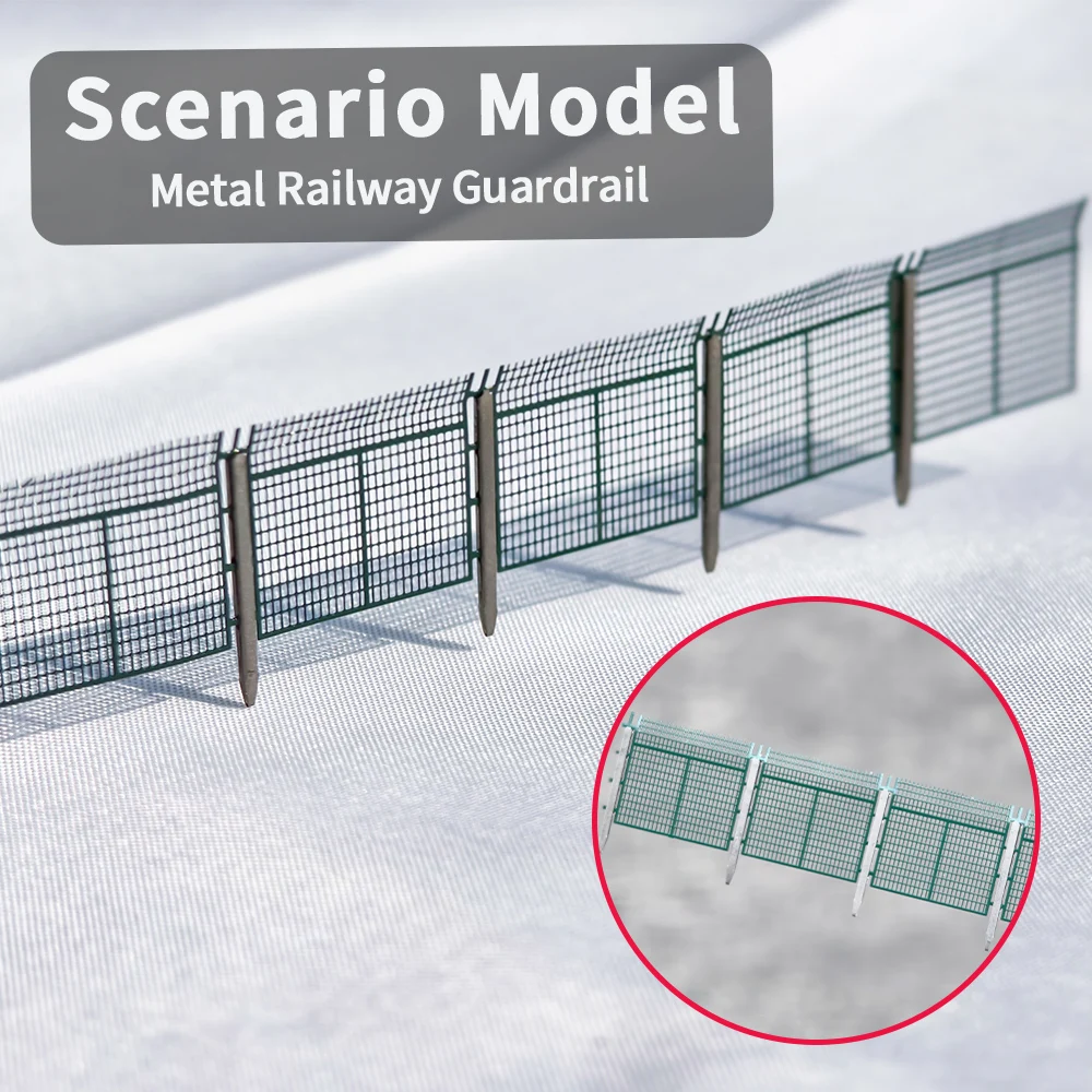 N Scale Miniature Metal Protective Fence With 5/10 Pillars Model Making Sand Table Scene Railway Train Landscape Diorama 2PCS