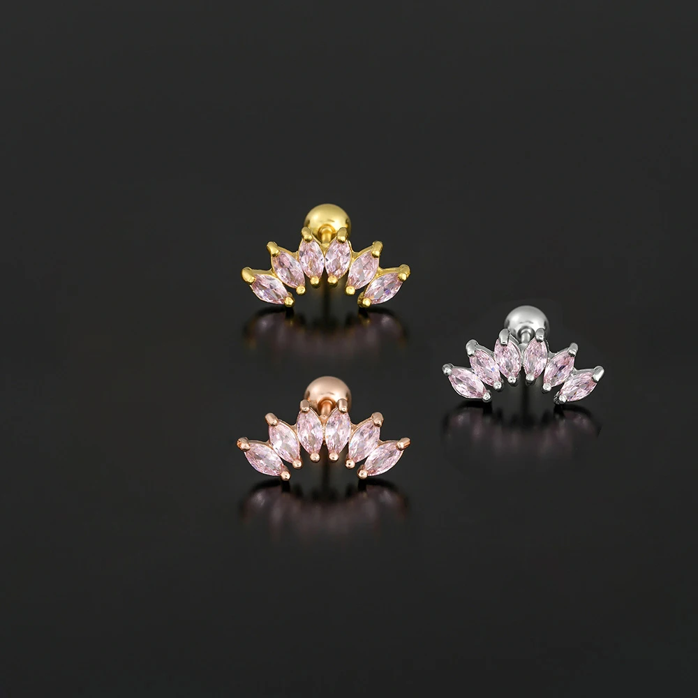 Stainless Steel Piercing Earrings 1PC Star CZ Ear Stud Piercing Earrings for Women Helix Cartilage Conch Rook Tragus Jewelry