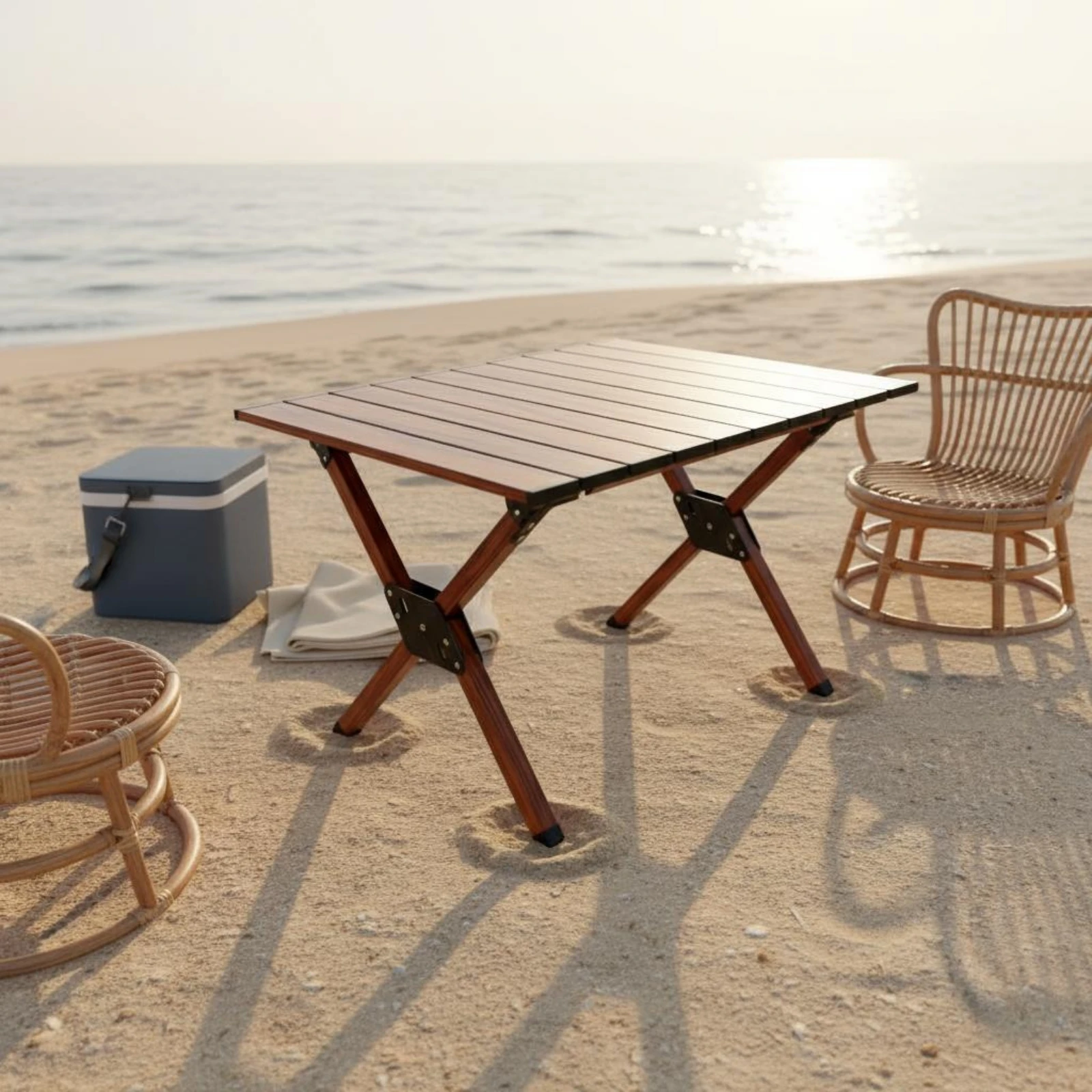 Aluminium Klappbarer Campingtisch Leicht zu Transportieren Aufrollbarer Campingtisch Outdoor-Möbel Robust Rostbeständig für den Strand