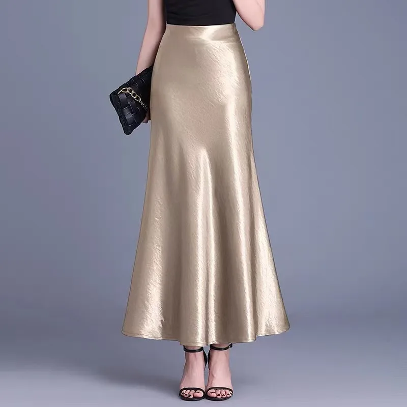 

Acetate Satin Long Half-length Skirt Women's High-waist Slimming High-end Fish-tail Skirt Spring 2026 Elegant Chinese Style