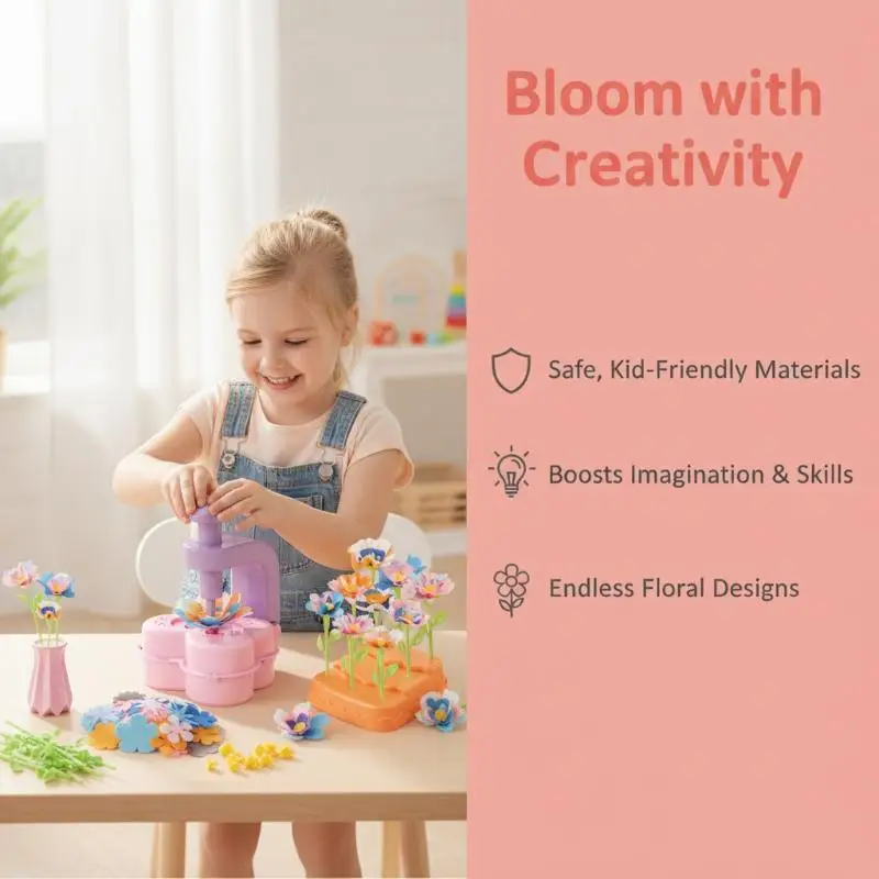 DIY Fabric Flower Bouquet Craft Kit Group Party Activity Handmade Toy for Kids Birthday Party Favor Classroom Reward Gift