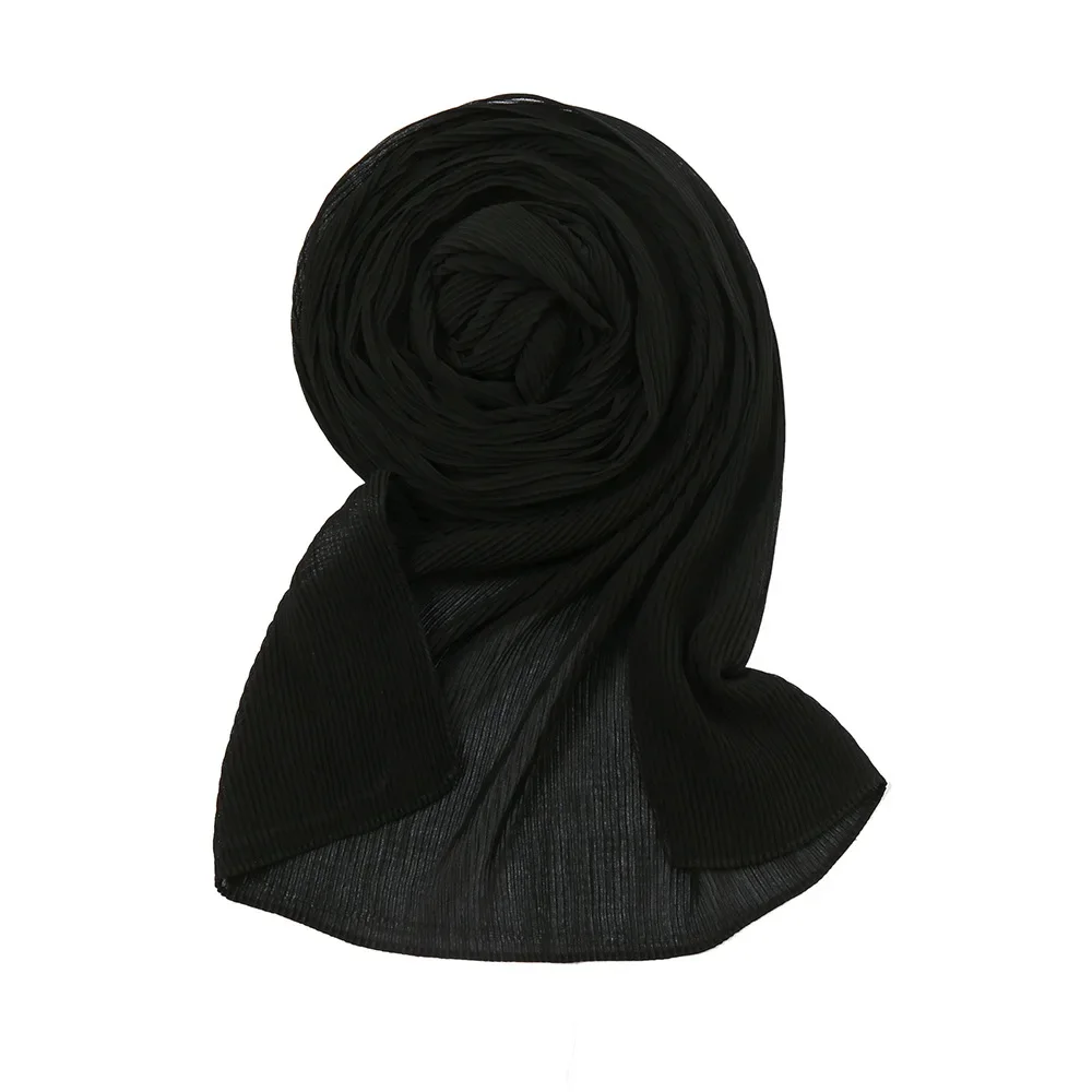 Femmes Hijabs Foulard musulman nouveau froissé en mousseline de soie couleur unie tissus femmes Foulard malaisien gros Foulard bandeaux Foulard