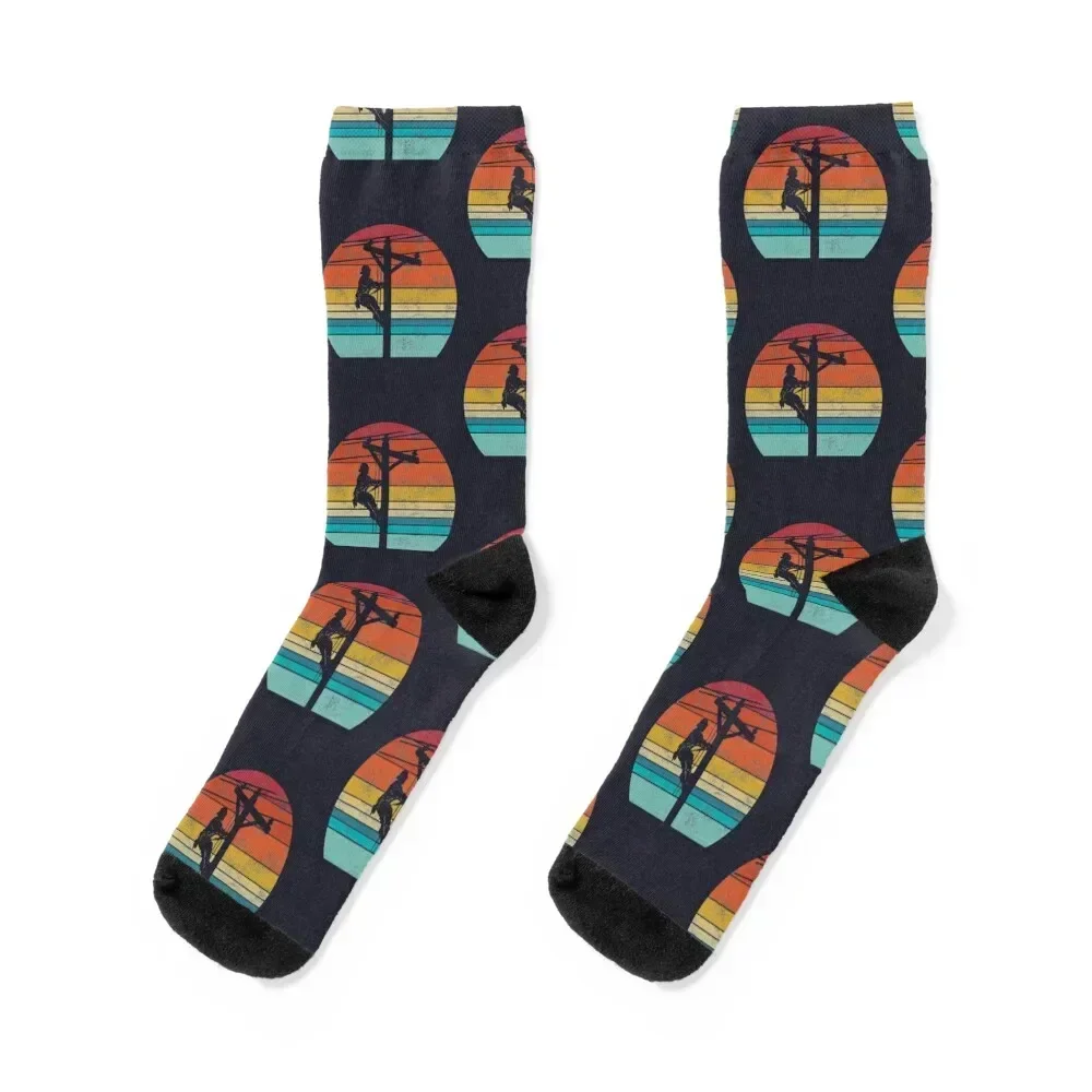 Retro style Lineman Cell Tower Line Worker Socks hiphop japanese fashion Men Socks Women's