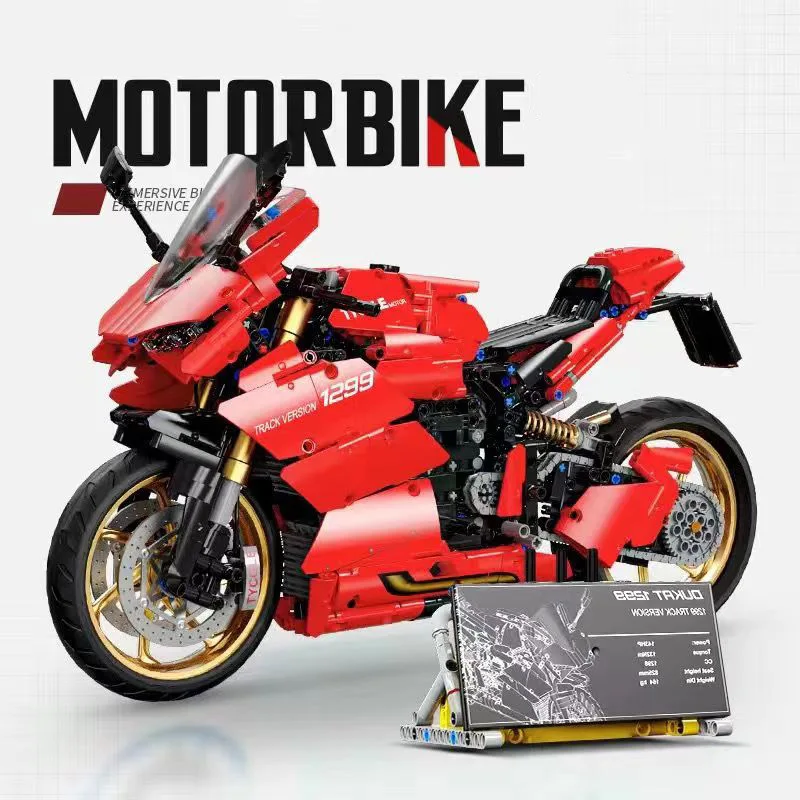 Technical MOC 1809pcs Ducatied 1299 Motorcycle Model Building Blocks DIY City Sports Car Bricks Toys For Children Boys Gifts