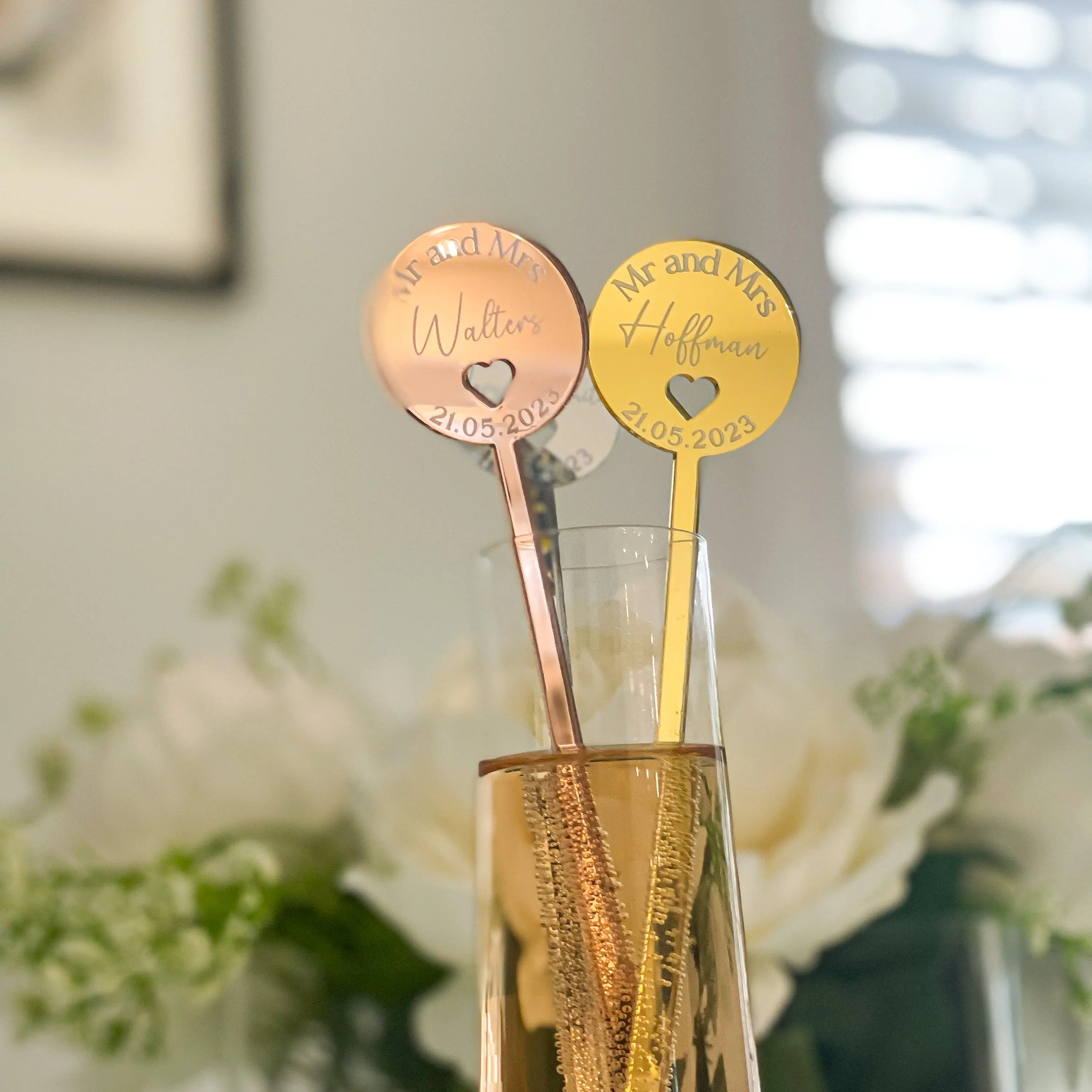 Luxury Personalised Wedding Drinks Stirrer,Charms,Cocktails,Events Decor, Party Accessories, Bar, 10 Pcs, 30 Pcs, 50 Pcs, 100Pcs