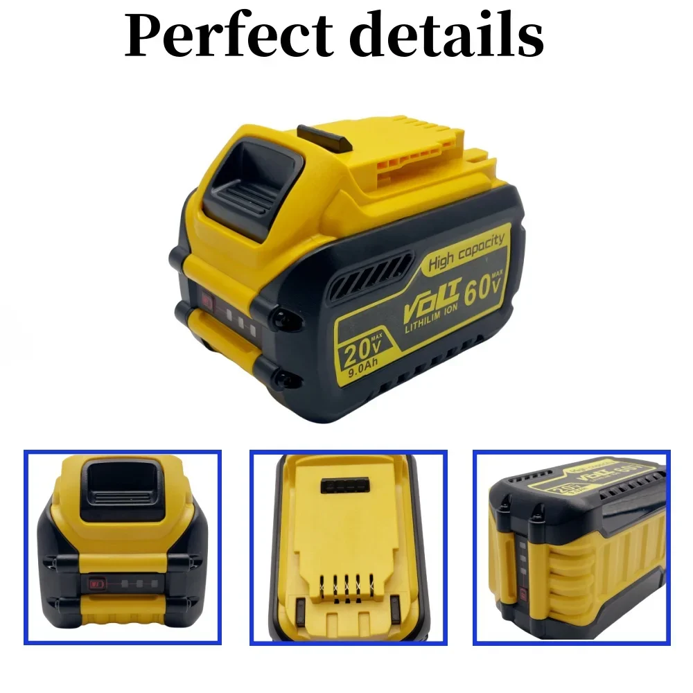 Batería de 60V para Dewalt 60V DCB606 9000mAh 20V MAX Li-ion batería DCB200 DCB609 DCB205 DCB204 DCB206 para herramientas eléctricas Dewalt 20V