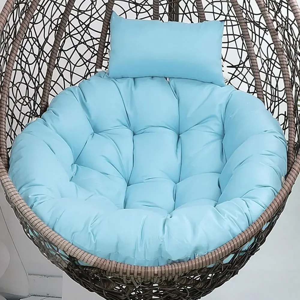 

Sky Blue Waterproof Outdoor Egg Swing Chair Cushion with Ties, 45 x 45, Washable Hanging Basket Chair Pad