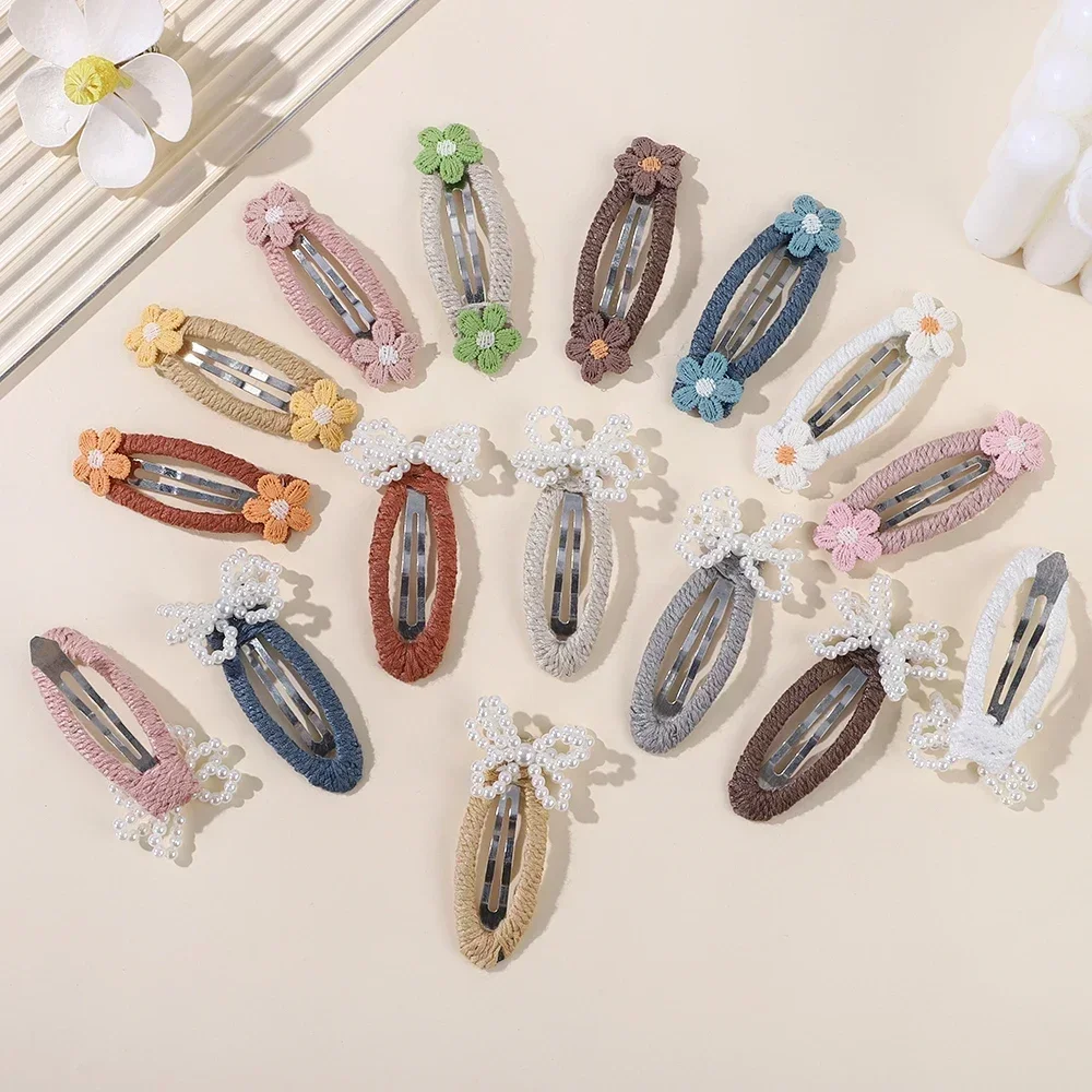2pcs Girls Ins Imitation Pearl Bow Hair Clips Baby Girl Hairpins for Kids Barette Princess Hooks Infant Accessories Wholesale