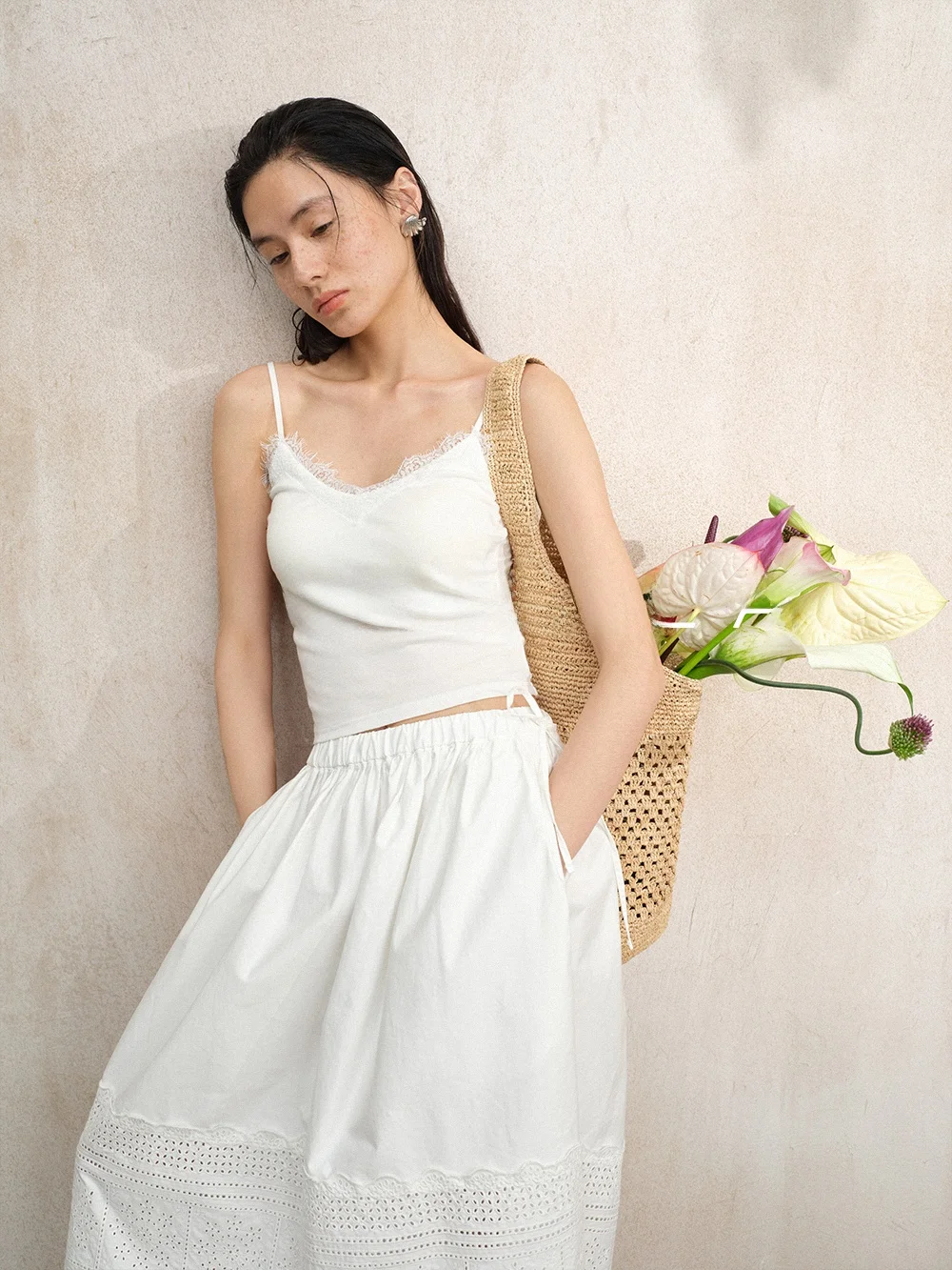 

Mannala Summer Cool Sensation Lace Splice Легкий облегающий жилет с ремешком Eyela Повседневная женская майка длиной до пола