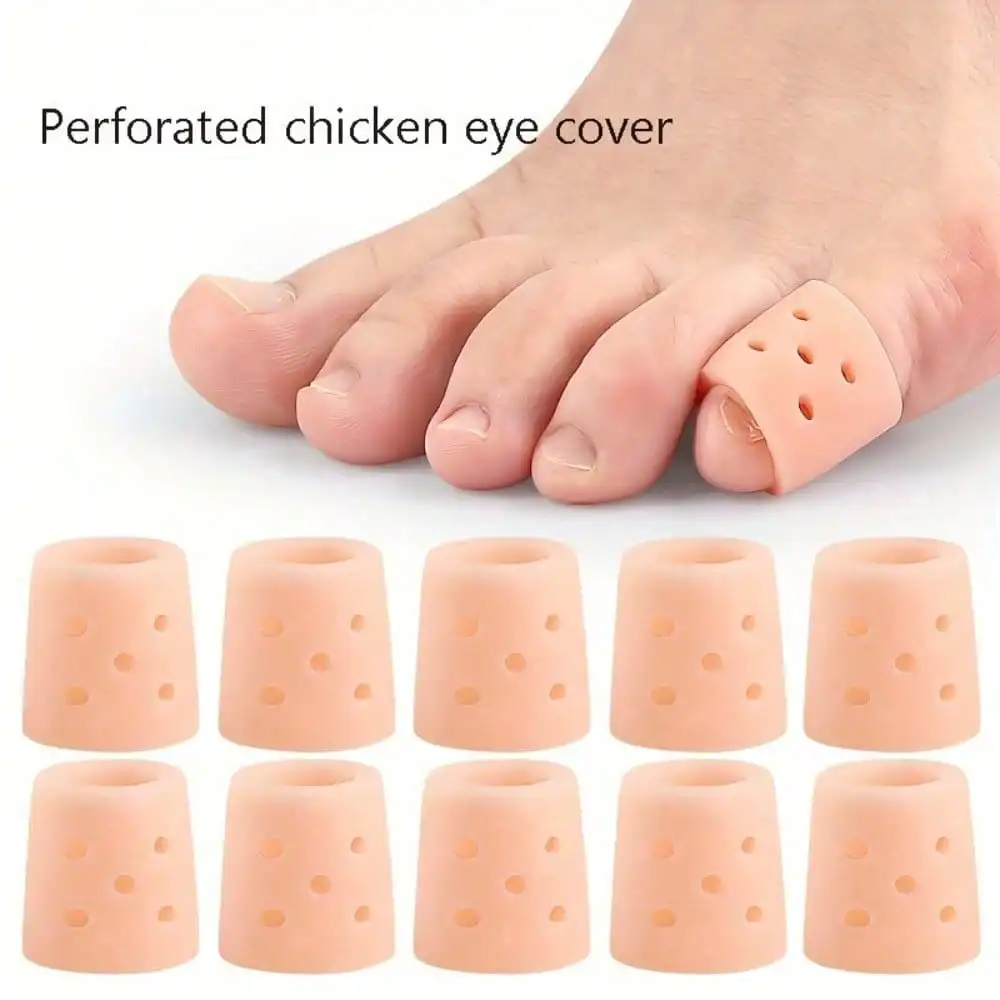 Breathable Perforated Soft Elastic Washable Silicone Toe Caps Fixed Toe Protectors for Running Hiking Skating Dancing Unisex Use