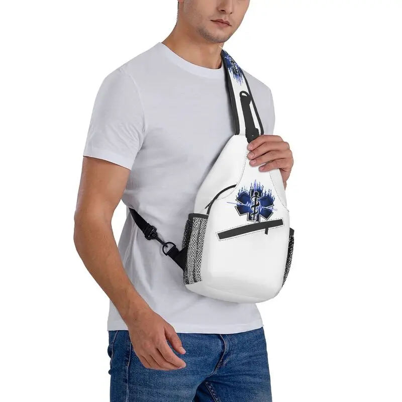 Cool Star Of Life Sling Bag for Cycling Camping Men Emt Paramedic Medical Chest Crossbody Backpack Shoulder Daypack