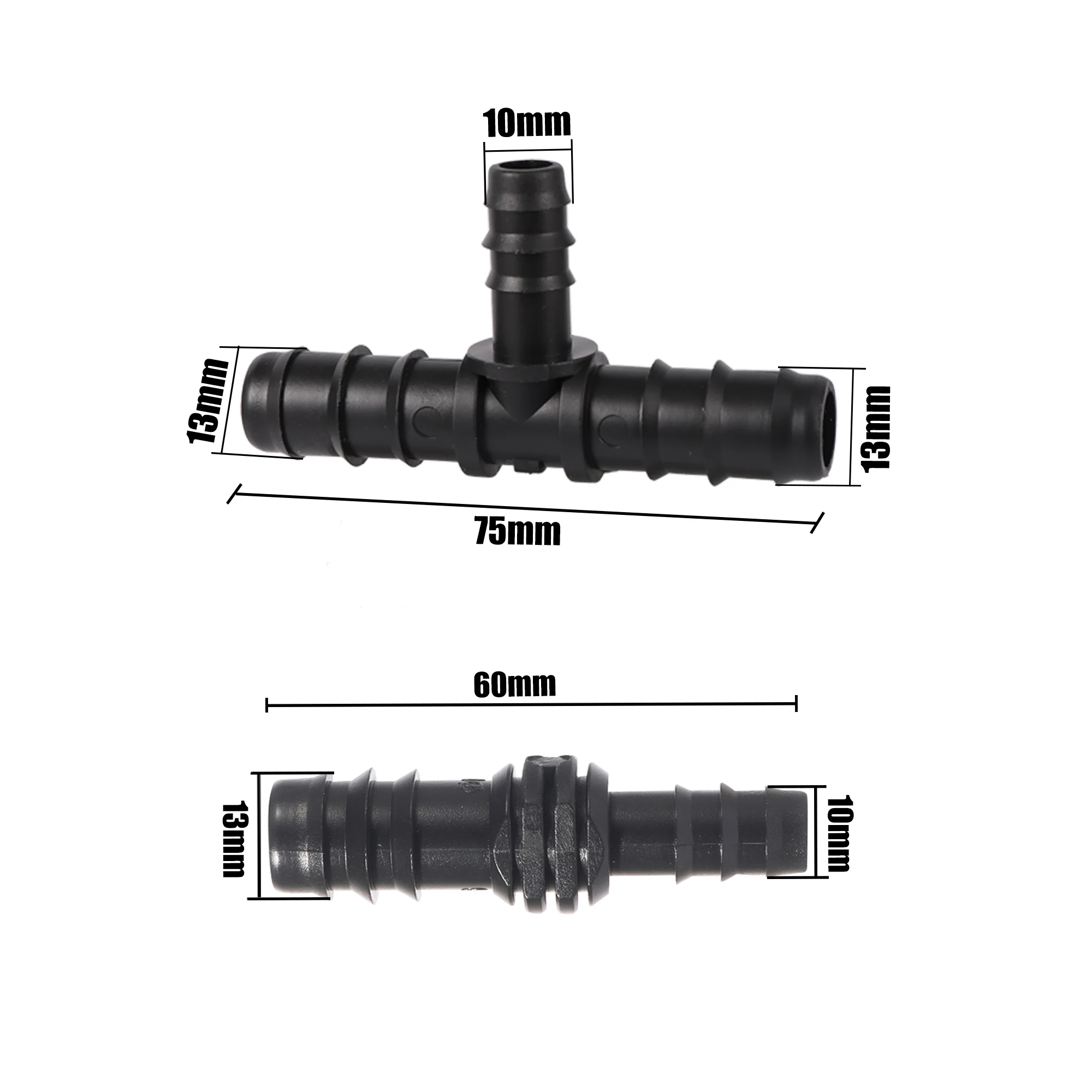 DN12 To DN16 Pipe Connector Straight And Tee Irrigation Hose Pipe Connector Hose PE Pipe Reducer Repair Coupling Joint 10Pcs