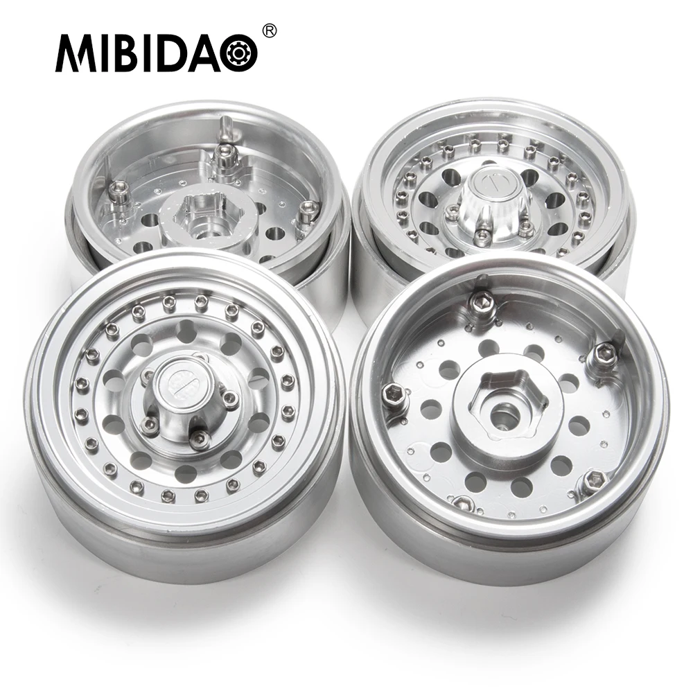 MIBIDAO 4szt CNC Aluminiowe 1,9-calowe felgi Beadlock Piasty 27mm do TRX4 Axial SCX10 D90 1/10 RC Crawler Części do modeli samochodów