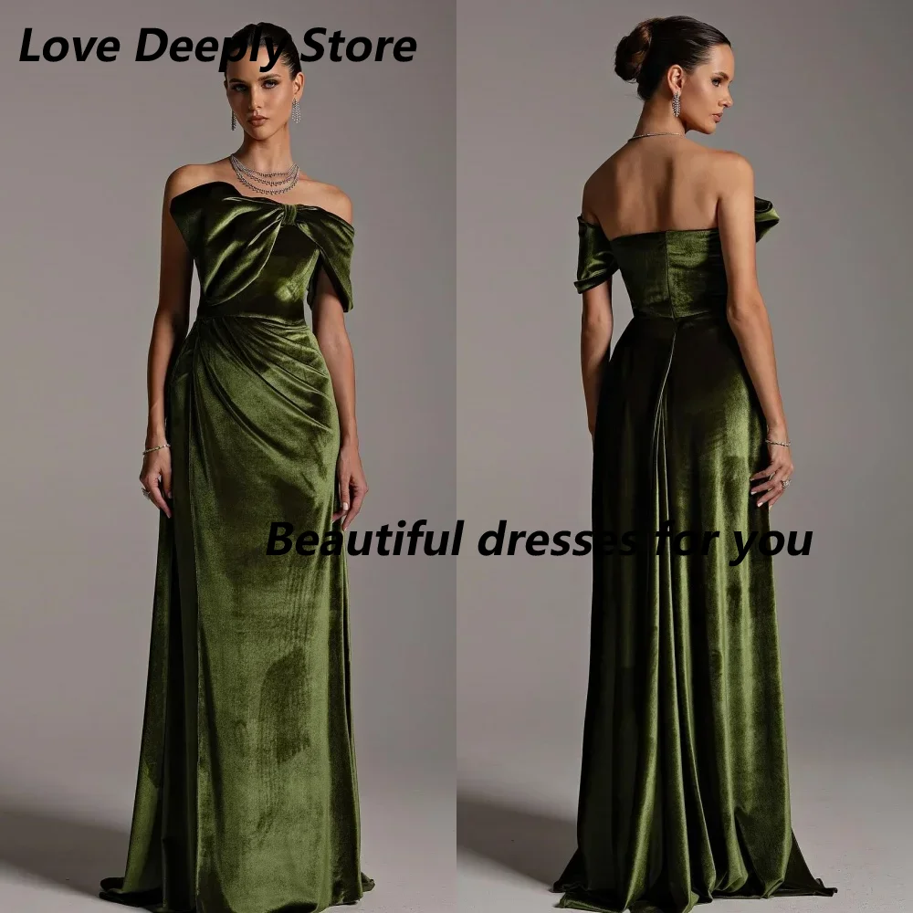 

Customized Green Velvet Evening Dresses Bow One Shoulder Prom Dresses Exquisite A-Line Party Gown Saudi Arabia 2025