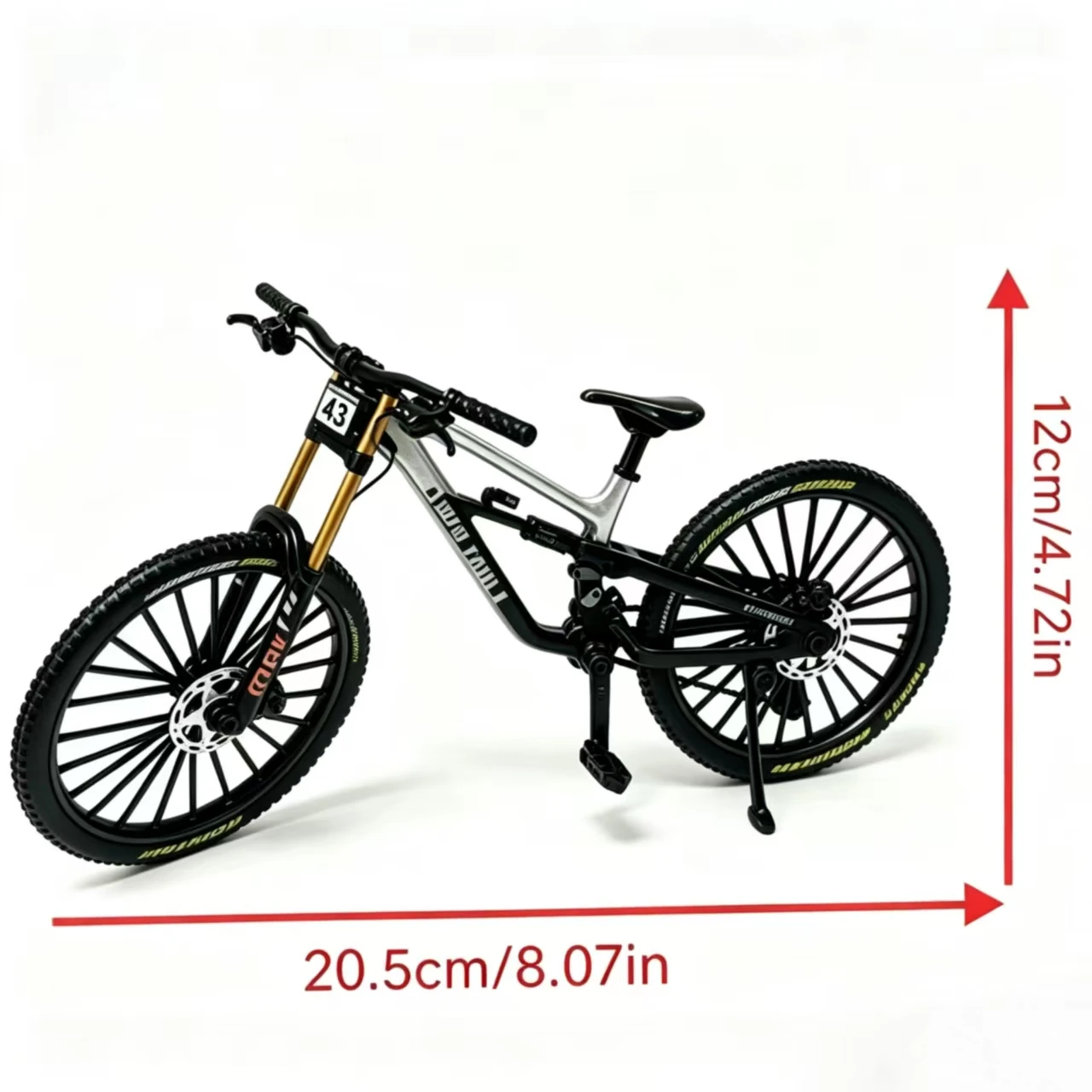 1:10 Model Downhill Mountain Bike Alloy Full Suspension Mini Bicycle Figure with Presentation Base, Collection, Table Decoration view 5