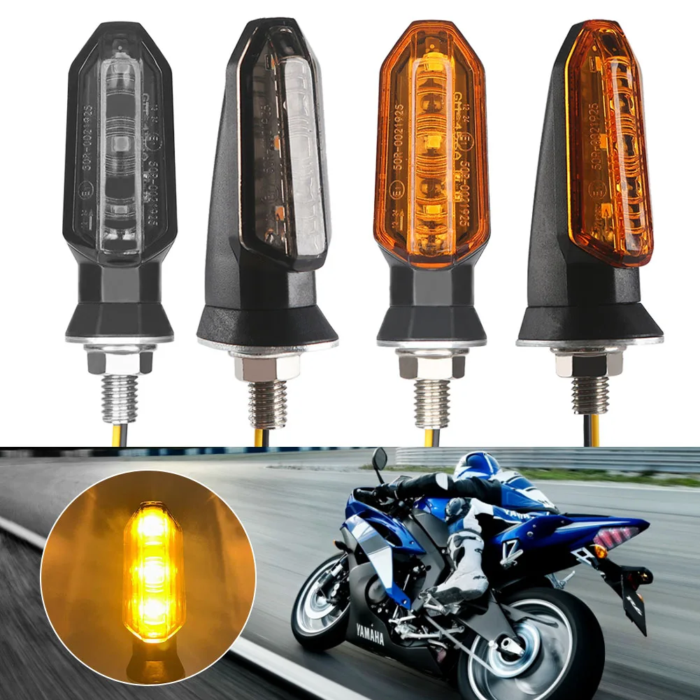 2PCS Motorcycle Turn Signal LED Headlight Amber Bullet Front Rear Flashing Light Waterproof Blinker M8 Bolt for ATV UTV Scooter