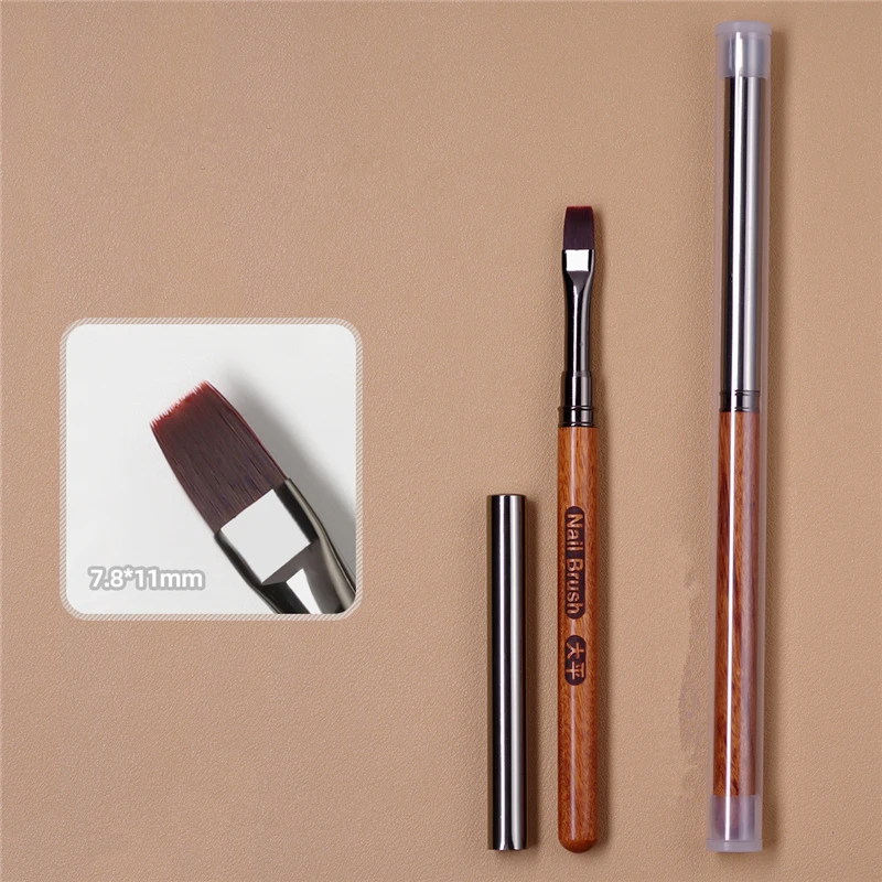 1 szt. Okrągły drewniany uchwyt Pędzel do paznokci akrylowych do pędzli do budowy żelu do manicure w proszku