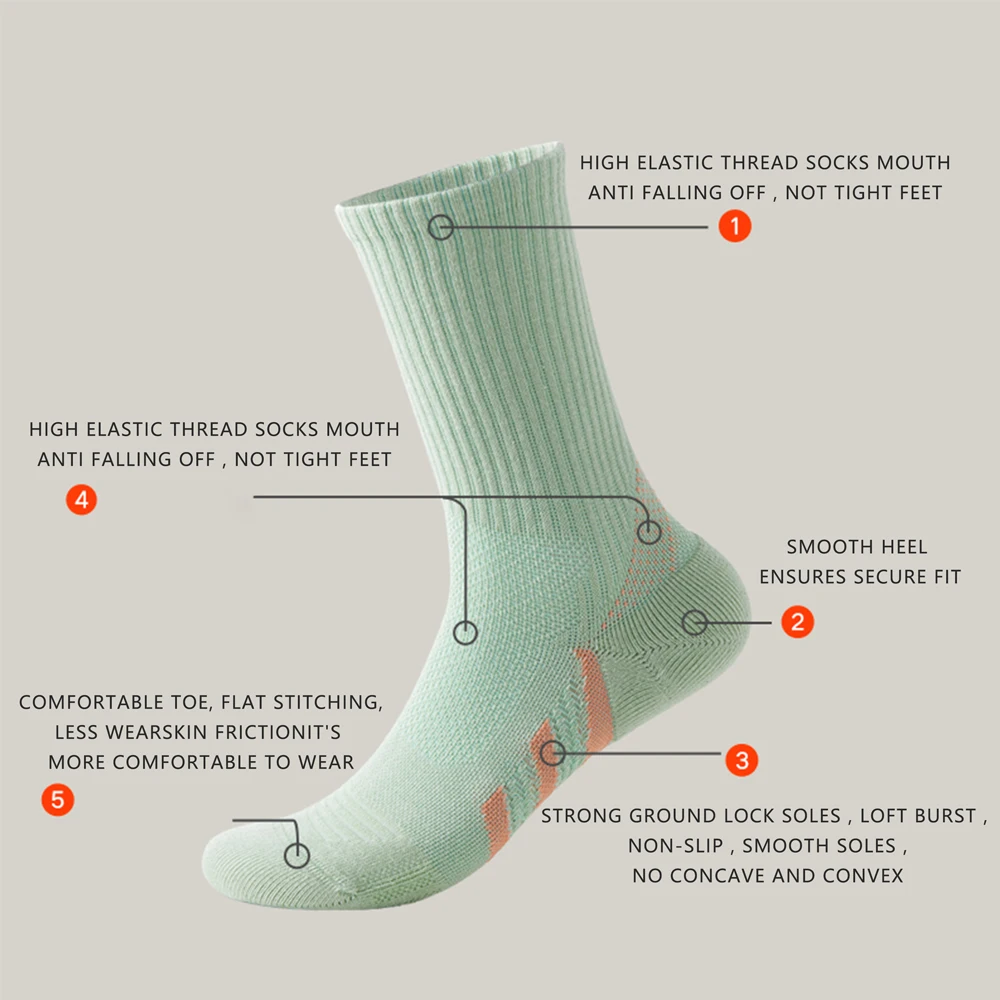1/2 Paar professionelle Fußgewölbeunterstützung, dick gepolsterte Socken in der Mitte der Wade (Badminton/Tennis/Fitness), stoßdämpfende Performance-Socken – Detail 3