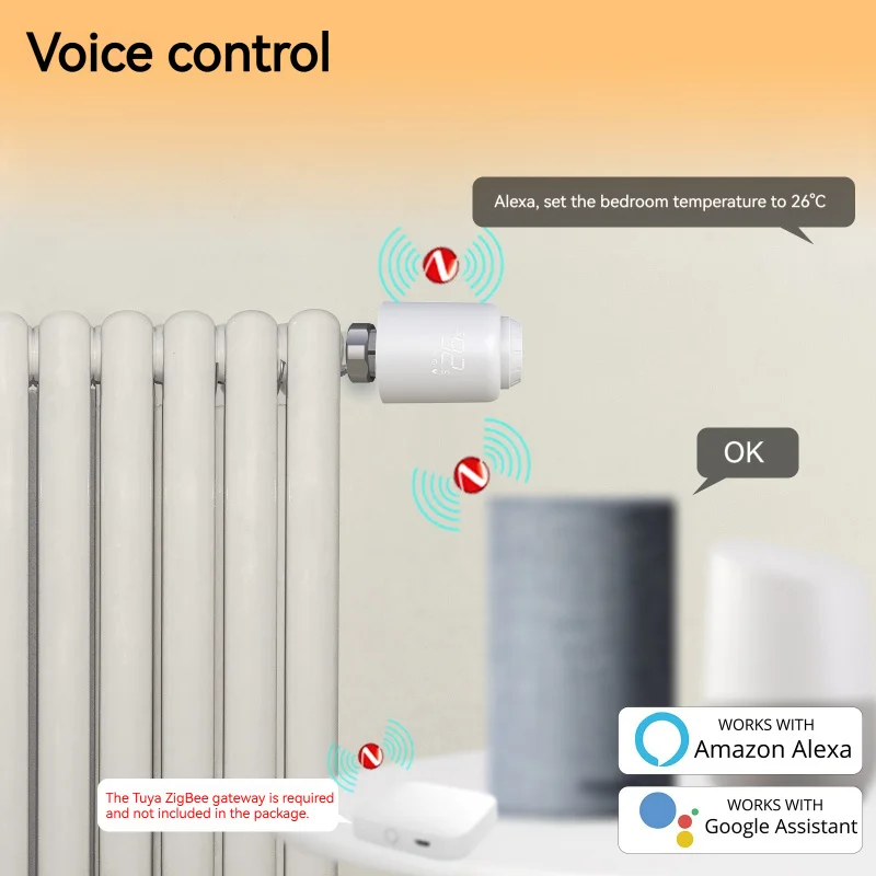 Tuya Zigbee Smart TRV (Thermostatic Radiator Valve),Constant Temperature Control, APP Remote/Timer,Energy Saving Knob Adjustment