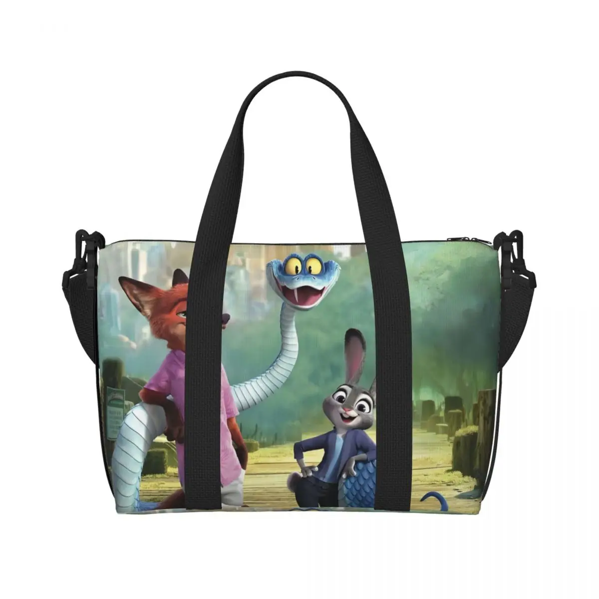 

Большая большая сумка-тоут с героями мультфильмов «Зверополис» для женщин, аниме, кавайная сумка-шоппер на плечо, тренажерный зал, пляжная дорожная сумка