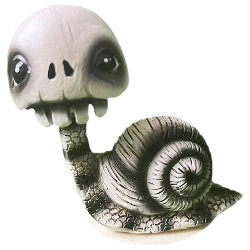 Halloween Decoration Bobblehead Skull Snail Home Office Resin Crafts Landscape Ornament Goth Car Statues Garden