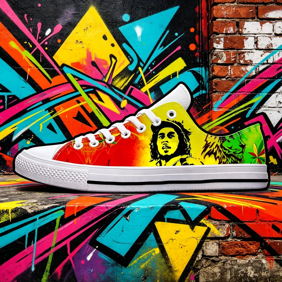 

Bob Marley Music Artist Graphic Low Top Canvas Shoes Men Women Street Fashion Custom Shoes