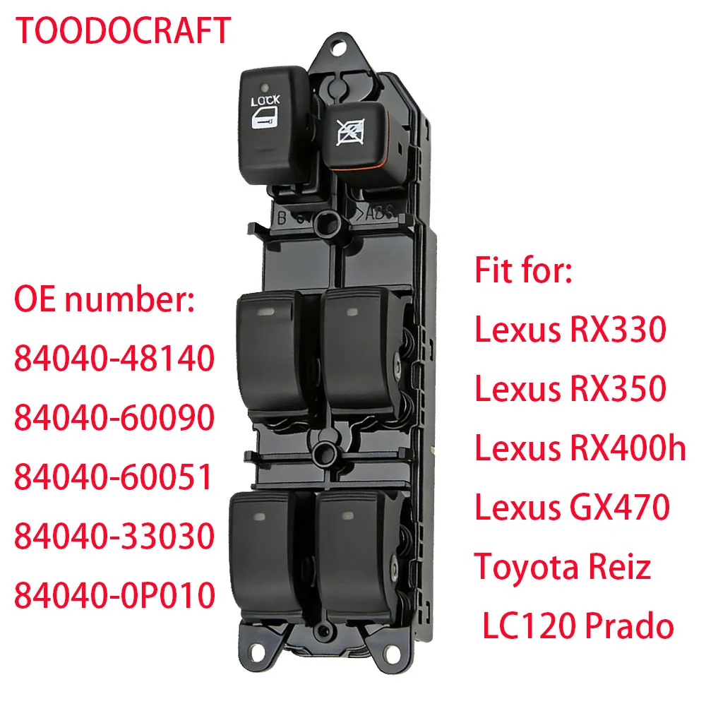 84040-60090 84040-48140 LHD Elektrische Raamknop voor Lexus RX330 RX350 RX400H Land Cruiser 120 Prado